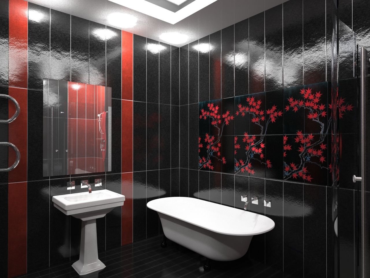 Дизайн ванной в красных тонах – гармония ярких цветовых сочетаний