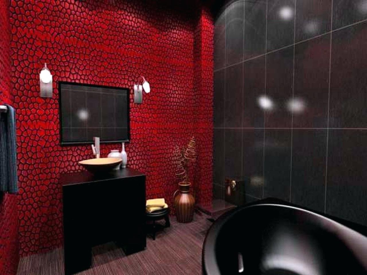Красно черная ванная комната