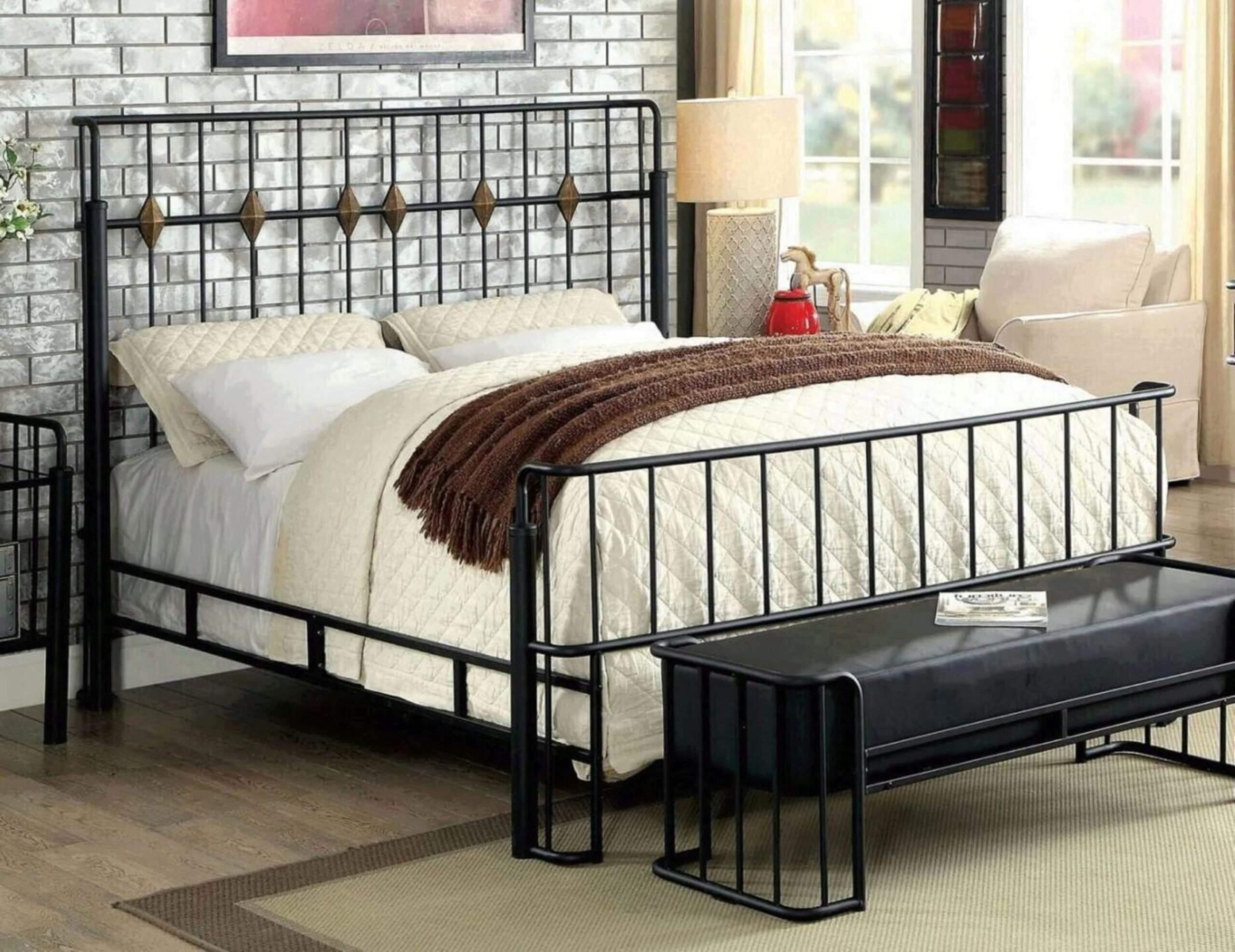 Кровати двуспальная металлическая кровать Титан лофт 160