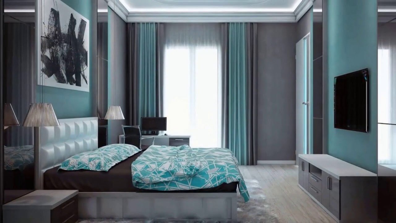 Бирюзовая спальня дизайн интерьера в шоколадных тонах и бирюзово-коричневом цвете 68 фото