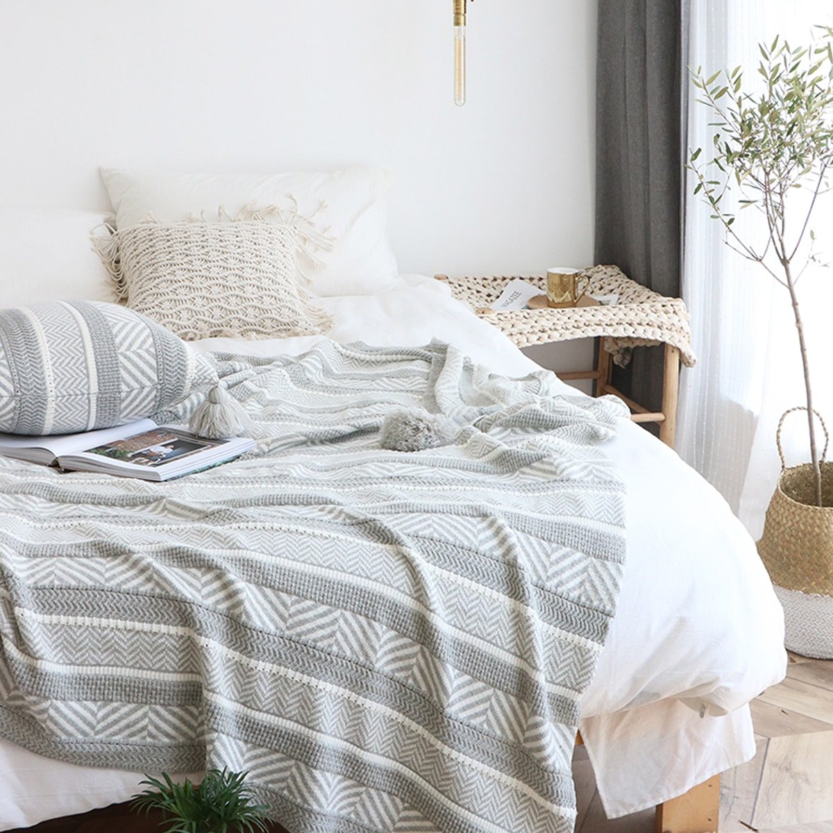 Покрывало в скандинавском стиле на кровать