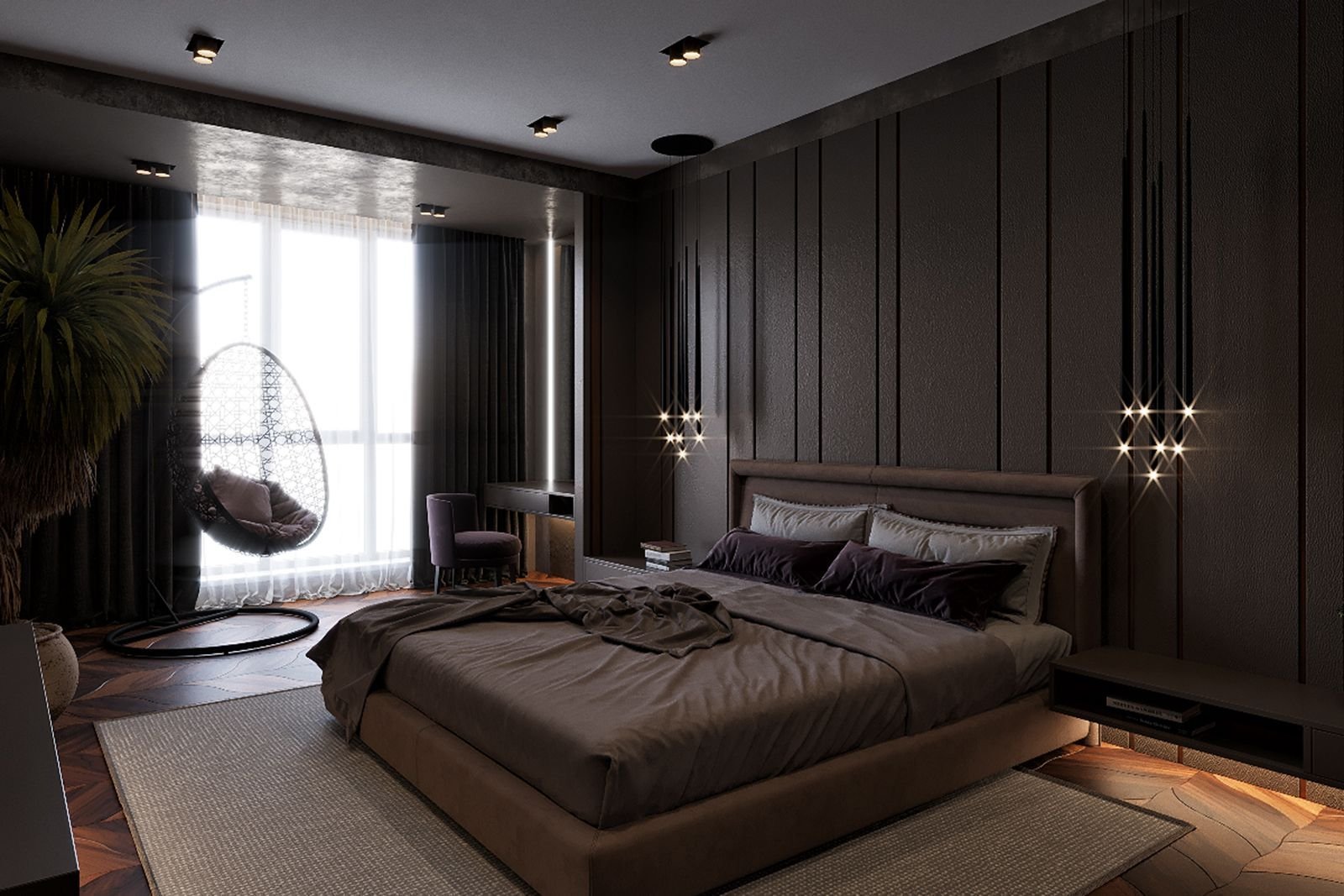Как создать гармоничный дизайн темной спальни?
