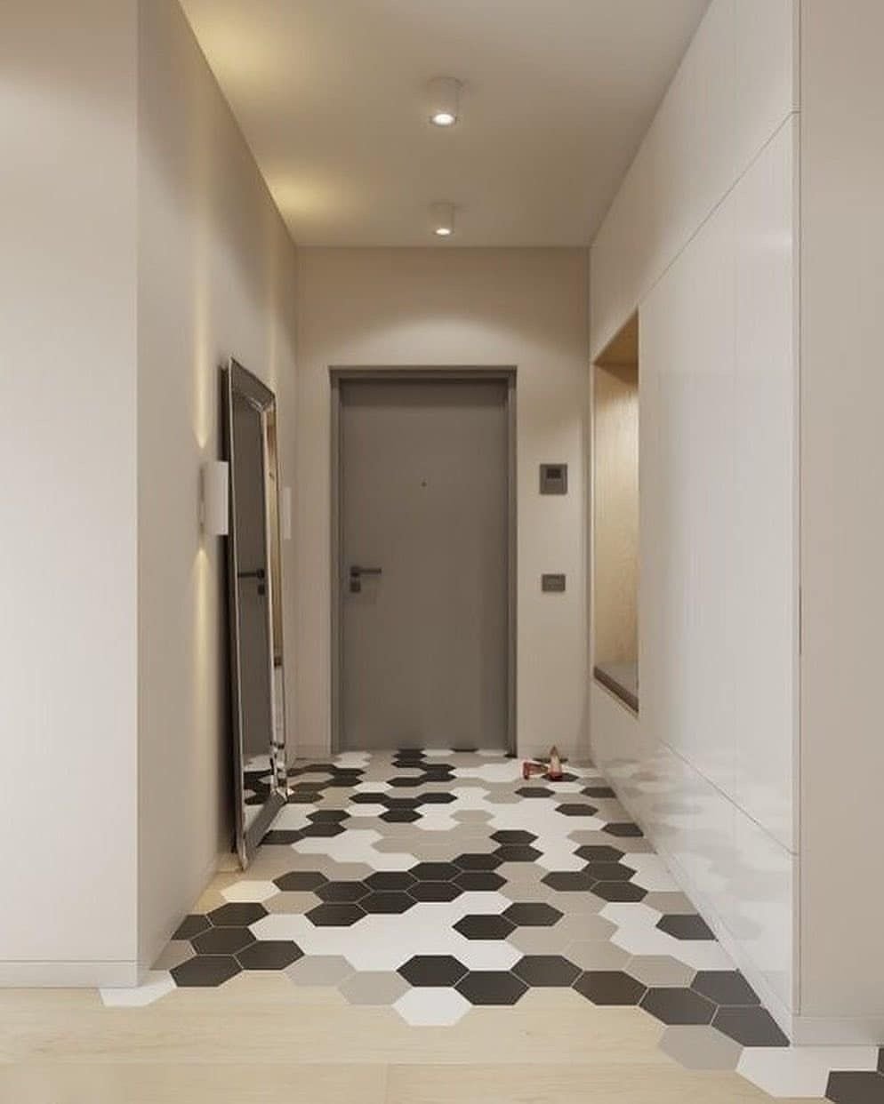 дизайн квартиры с плиткой на полу