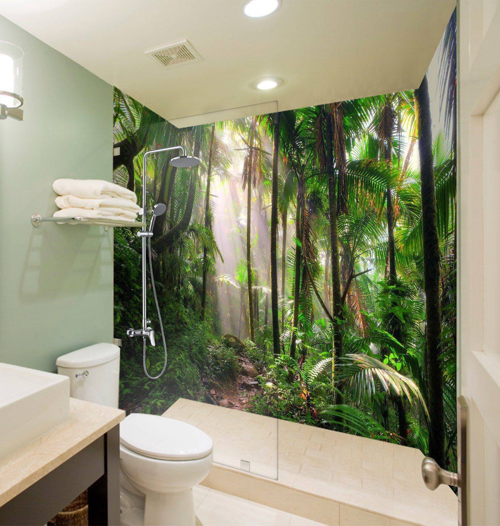 Ванна фотообои. Фотоплитка джунгли. Панно для ванной комнаты. Фреска в ванной комнате. Фотопанно в ванную комнату.