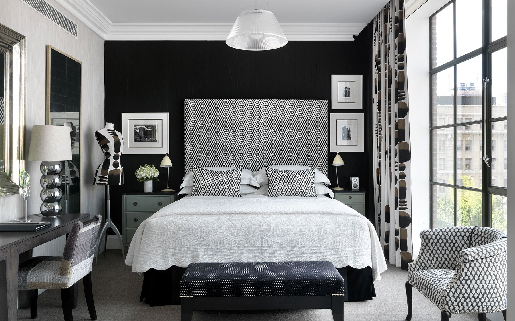 Черно белая спальня дизайн (59 фото)