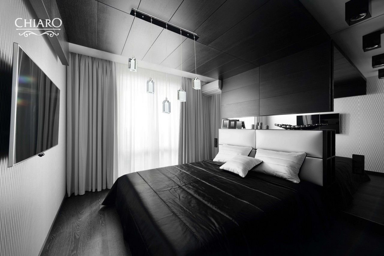Черно-белая спальня - фото лучших идей дизайна спальни