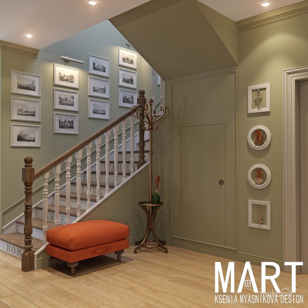 Фисташковый цвет в интерьере прихожей