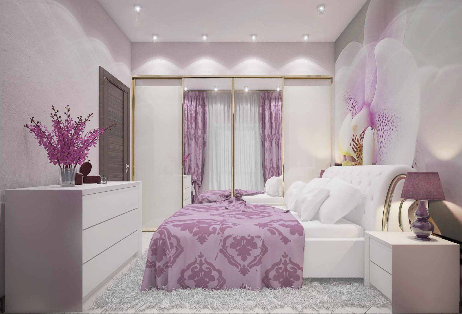 Спальня в лиловом цвете - Interior Design Ideas