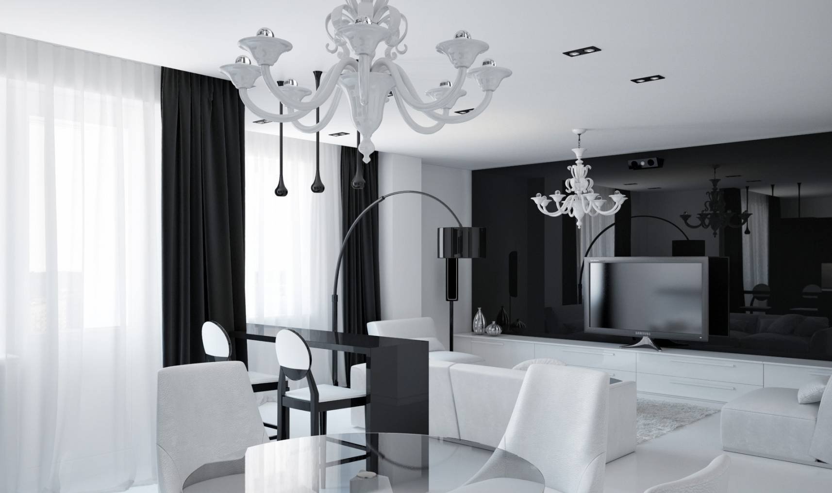 гостиная в черно белом стиле современная