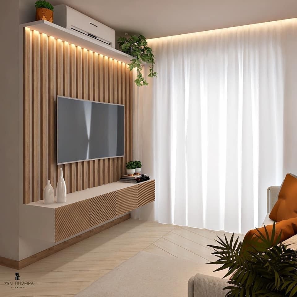 стена для телевизора дизайн в гостиную