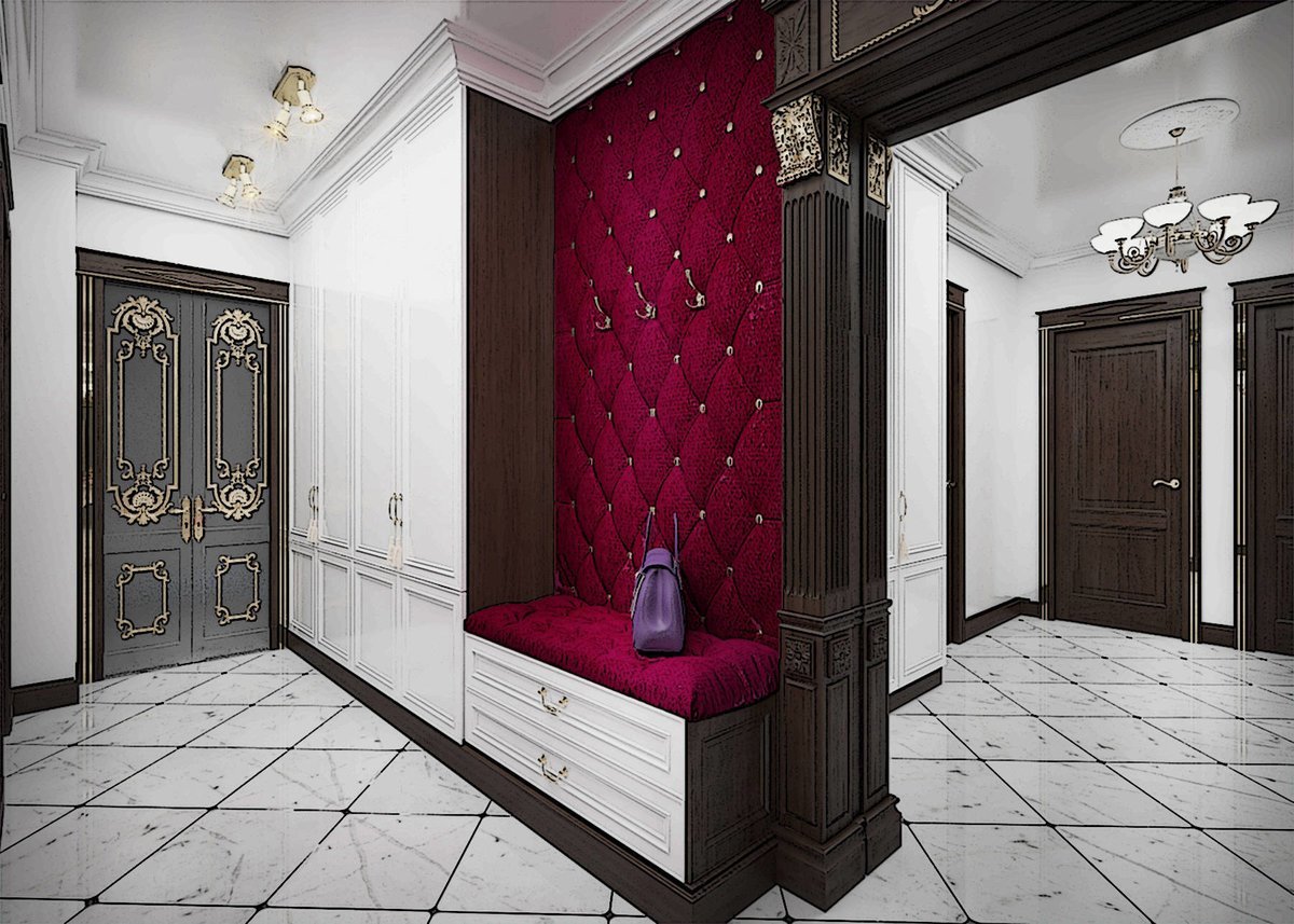 Встроенный шкаф в прихожей Неоклассика