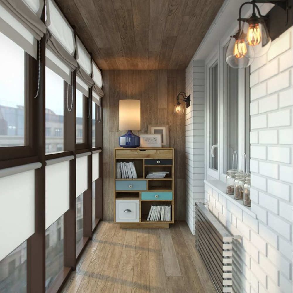 Отделка балкона рейками