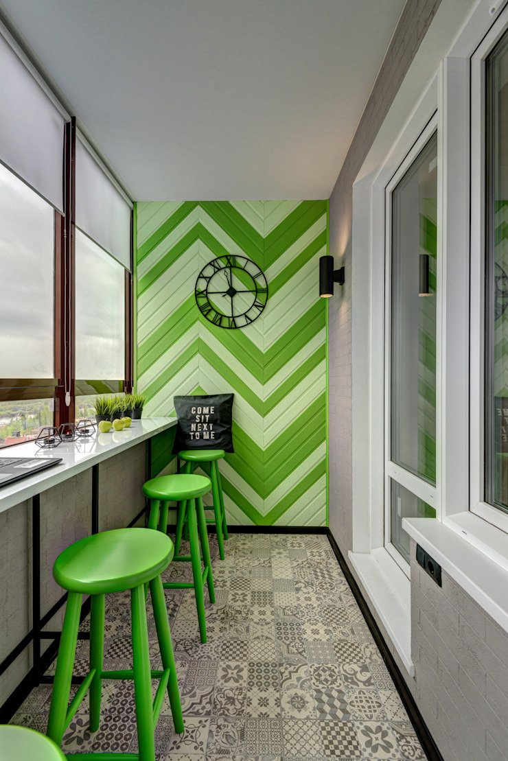 Балкон белая вагонка Скандинавский стиль