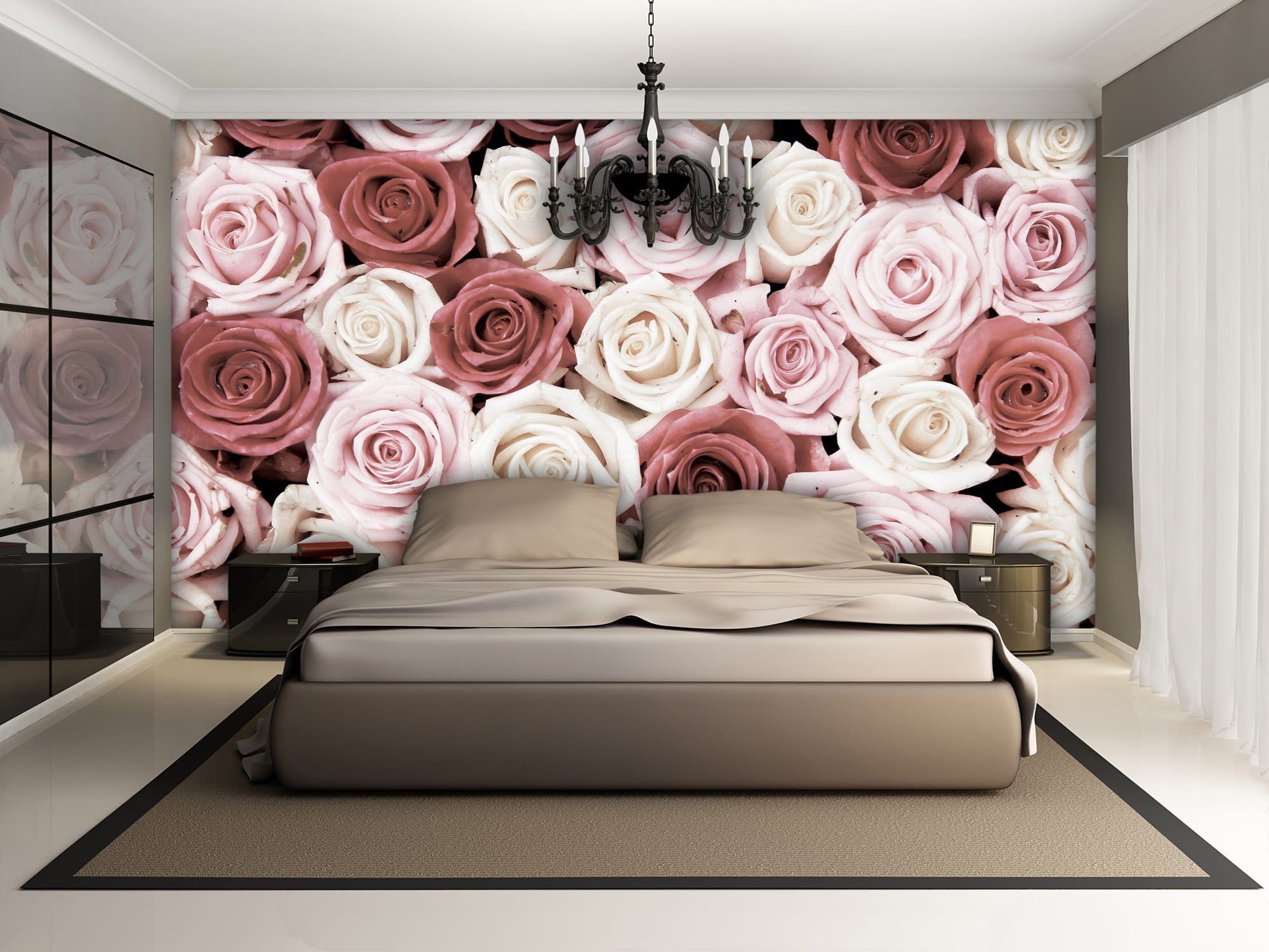 Спальня интерьер с розами