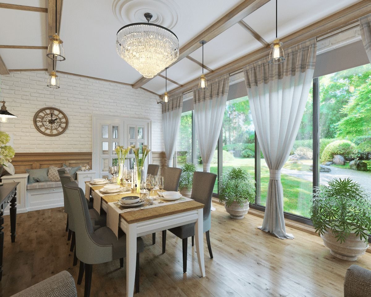 Шторы в загородном доме в стиле Прованс