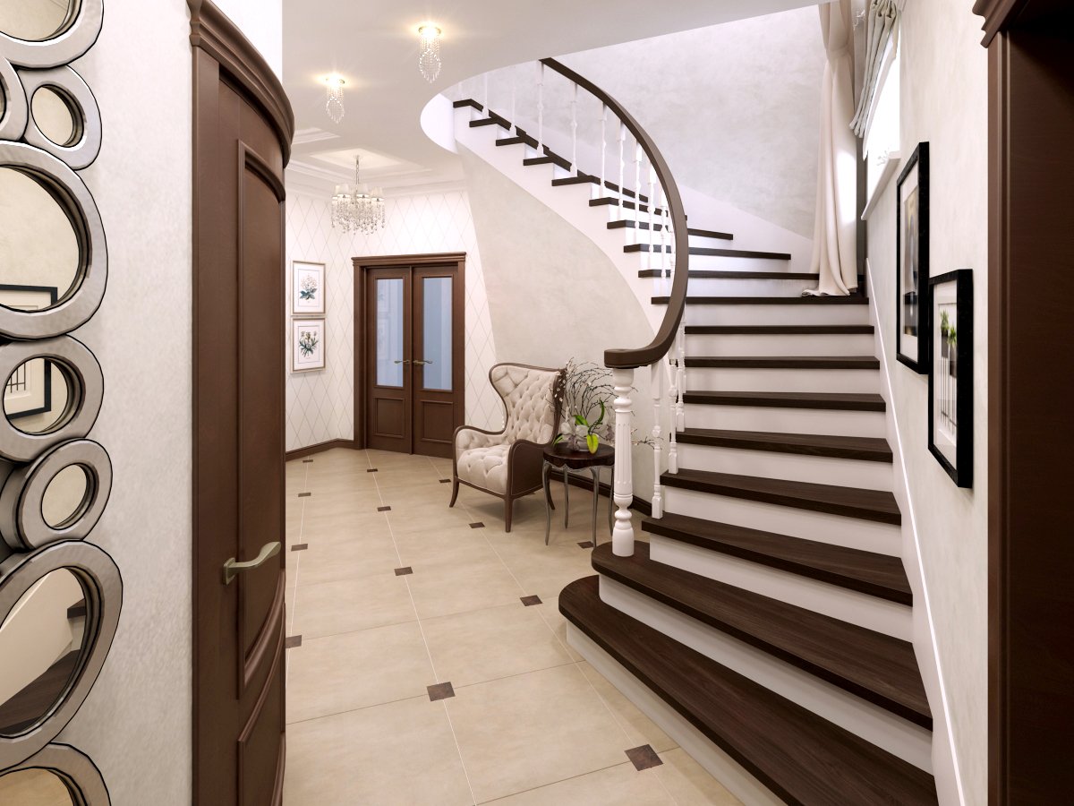 Фото прихожей с лестницей - лучшие фото дизайна интерьера прихожих | BasicDecor