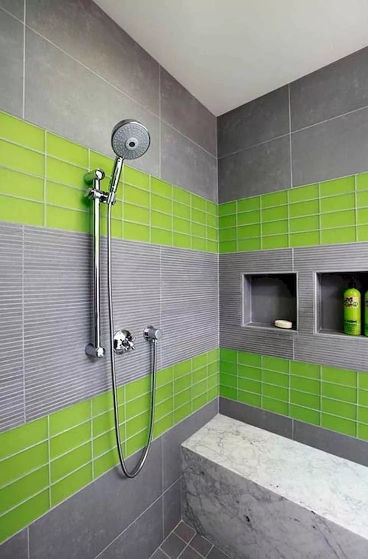 сочетание цветов с зеленым в интерьере ванной