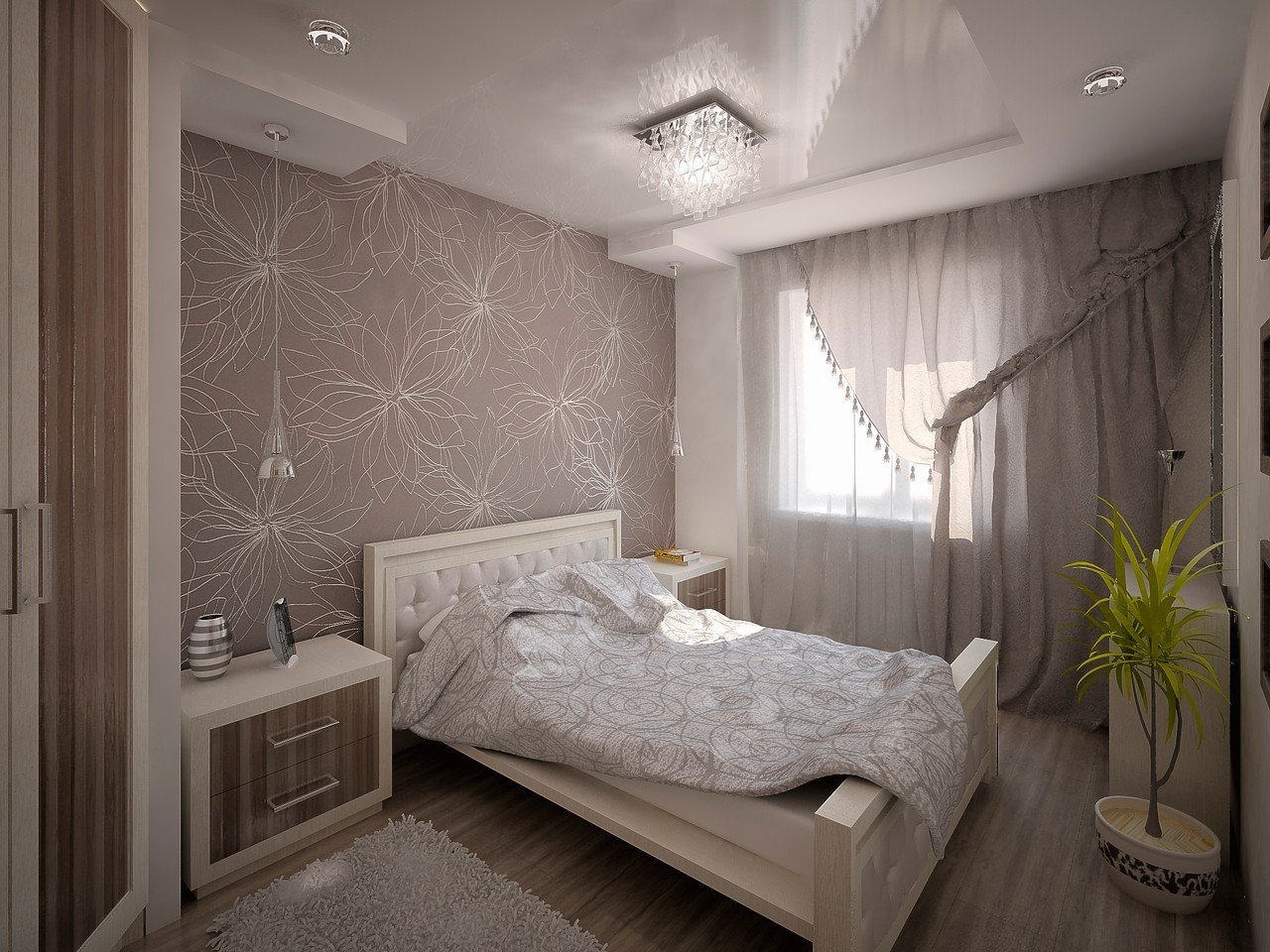 Квадратная спальня дизайн (60 фото)