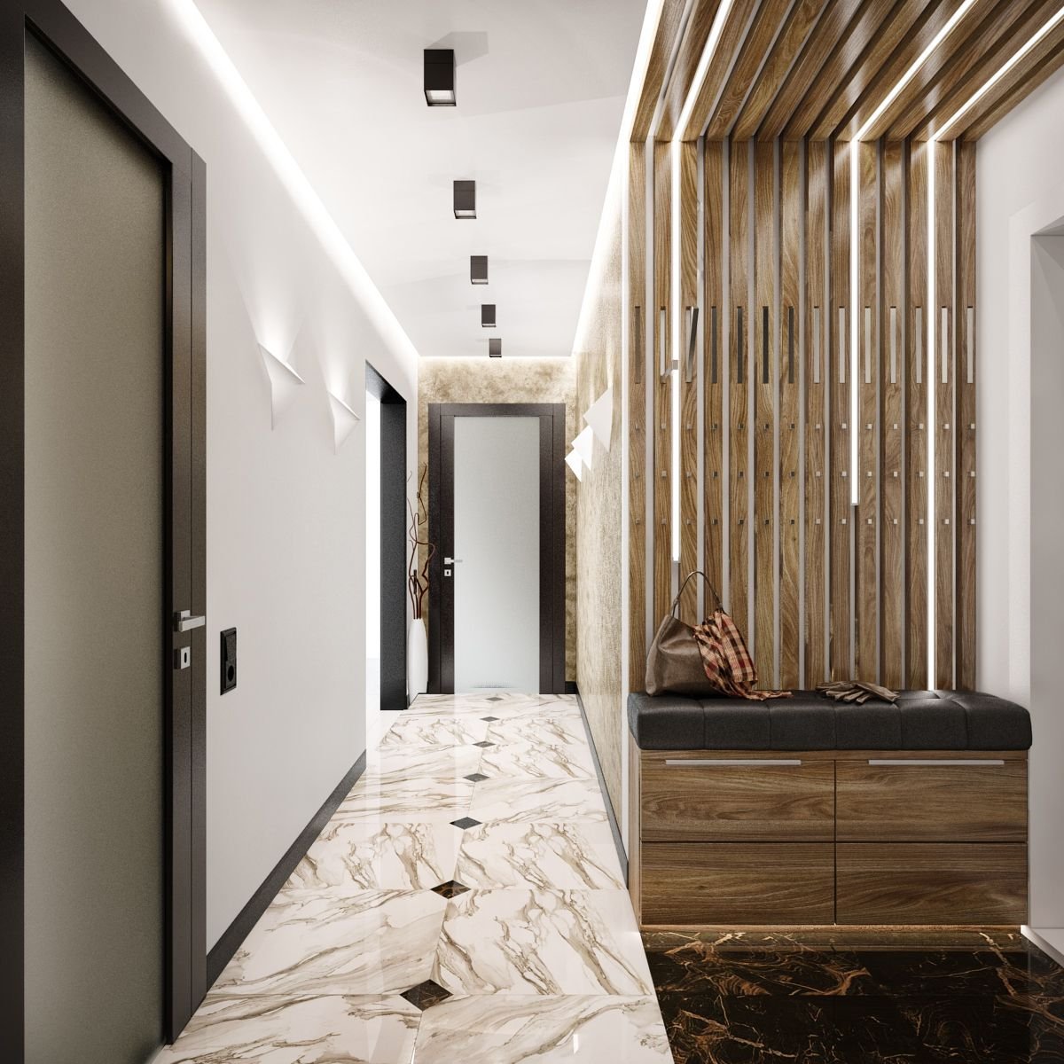 Серо зеленая прихожая