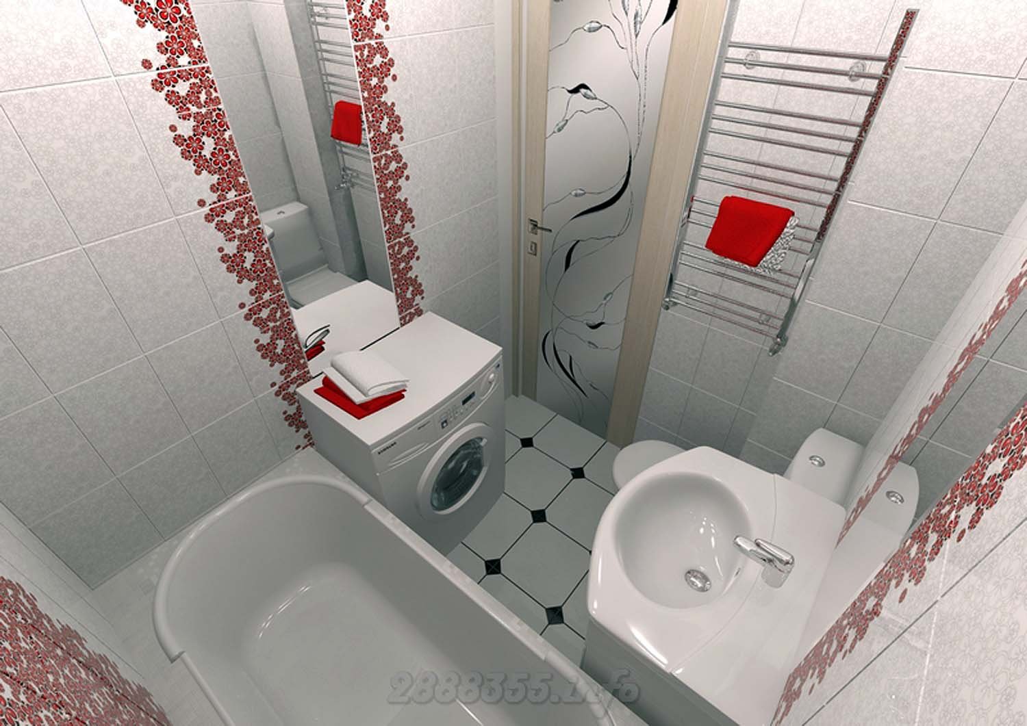 Интерьер ванной комнаты эконом класса