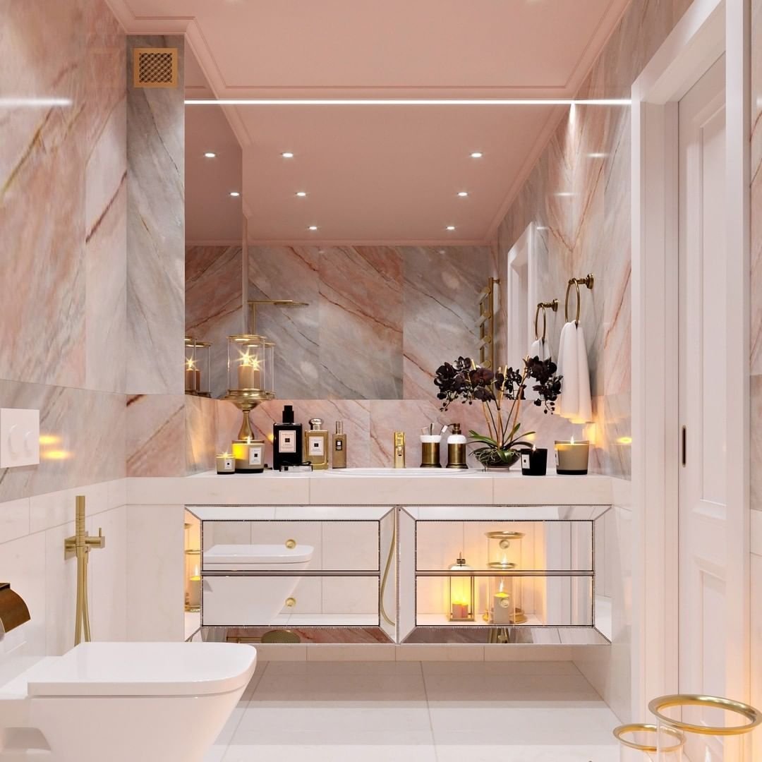 Ванна розовый мрамор