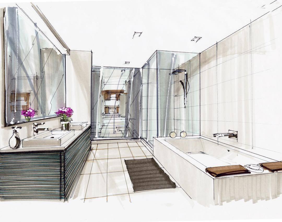 Скетч интерьера ванной