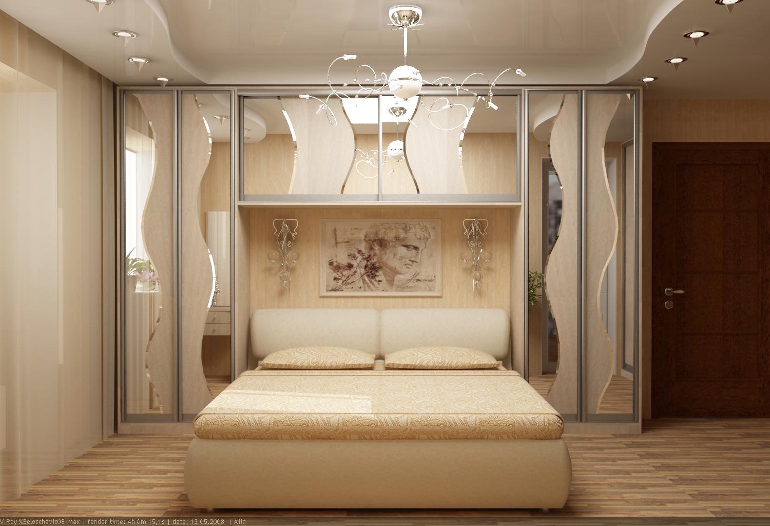 дизайн спальни со встроенным шкафом фото