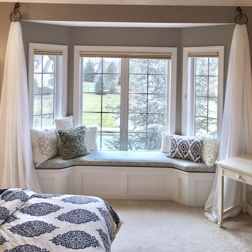 Дизайн спальни с угловым окном (66 фото)