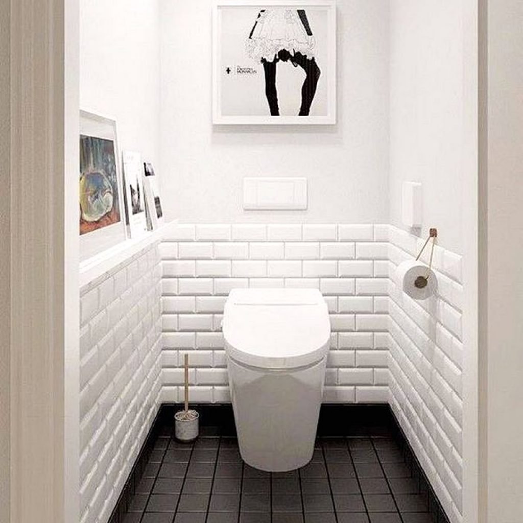 плитка в туалете не до потолка дизайн