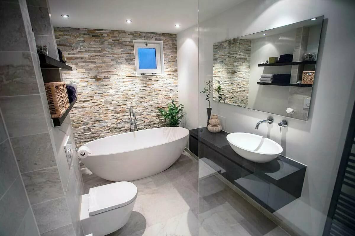 Интерьер стандартной ванной комнаты