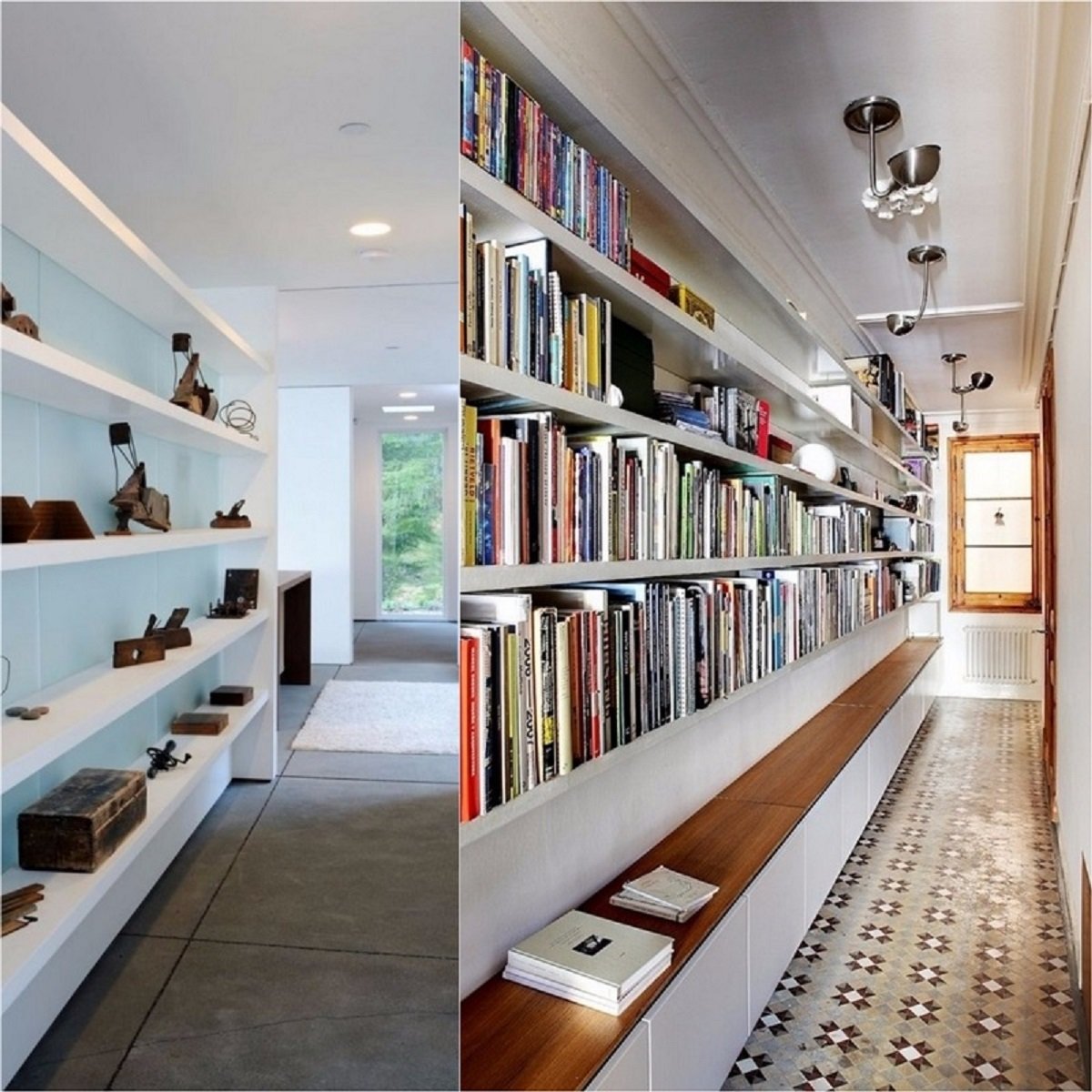 коридор с книжным шкафом