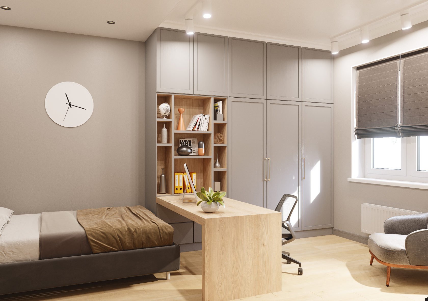 Дизайн спальни-кабинета +75 фото примеров зонирования