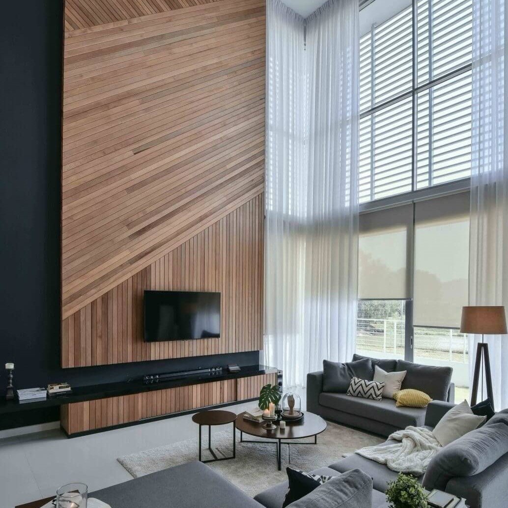 Стеновые панели в гостиной в современном стиле