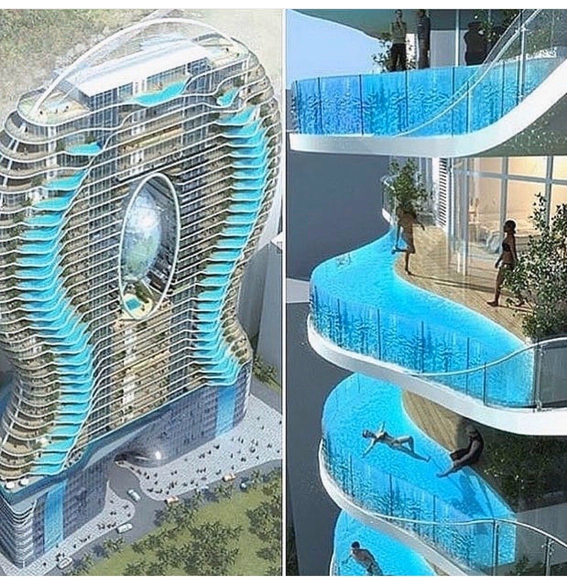 бассейн на балконе отеля