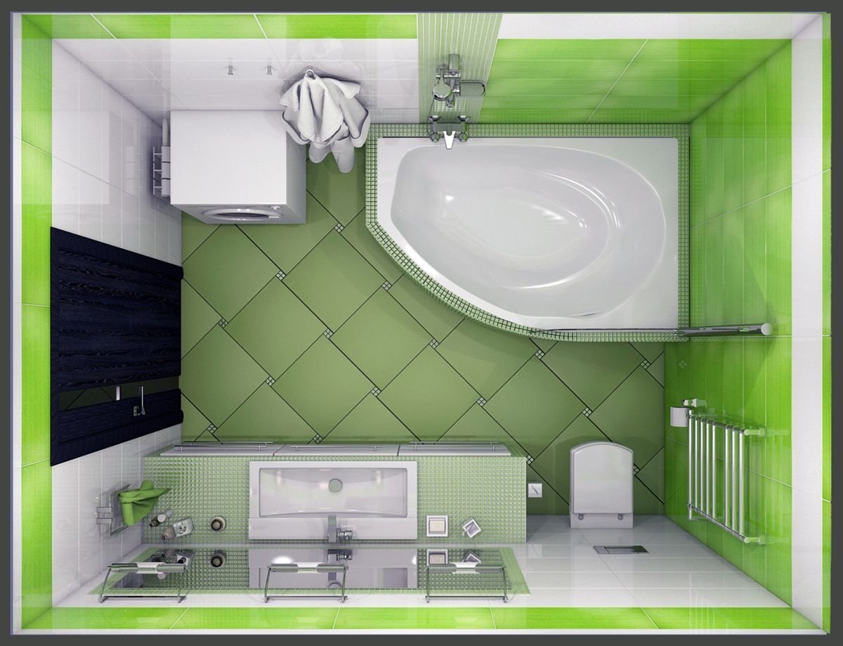 Зеленая ванная комната - продумываем дизайн, сочетание с другими цветами