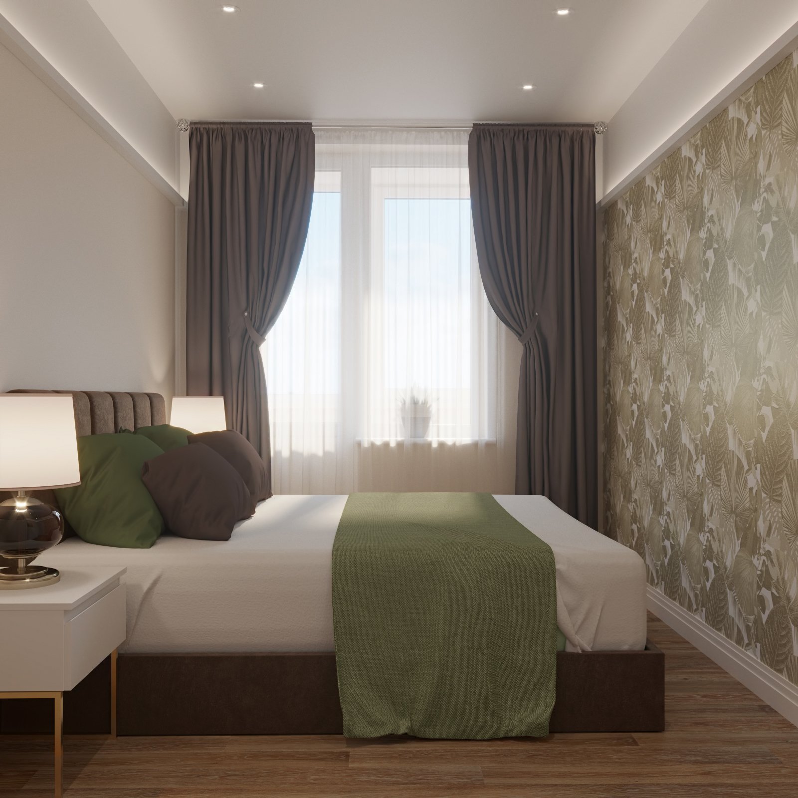 Дизайн спальни с двумя окнами на разных стенах 12 кв м - 98 фото