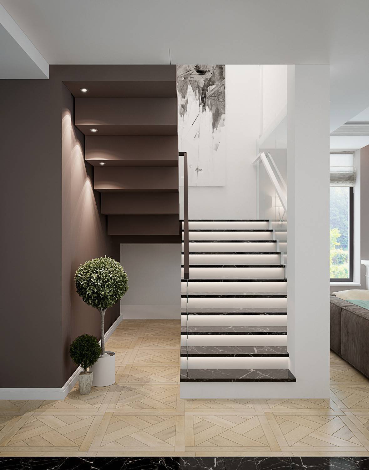 Лестница на второй этаж в загородном доме — лучшие готовые решения для частного дома (50 фото)