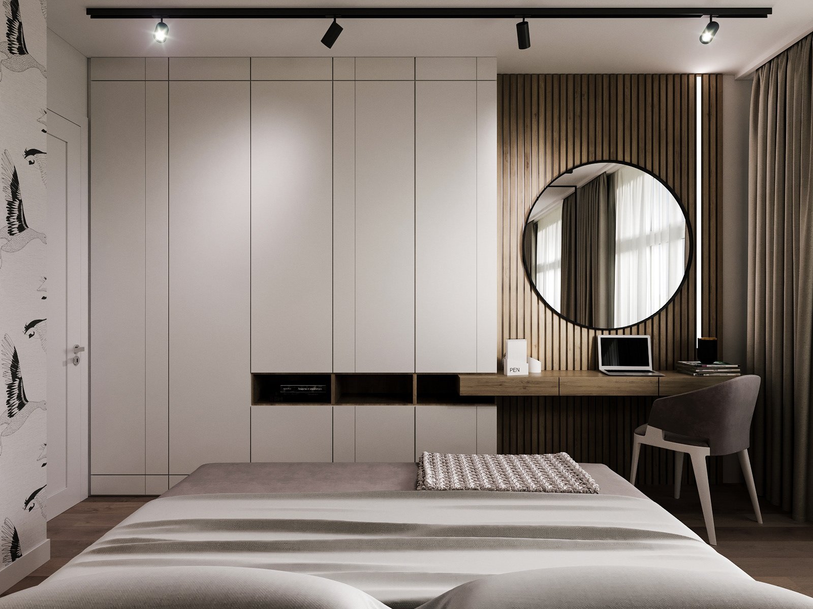 Дизайн спальни в современном стиле со шкафом