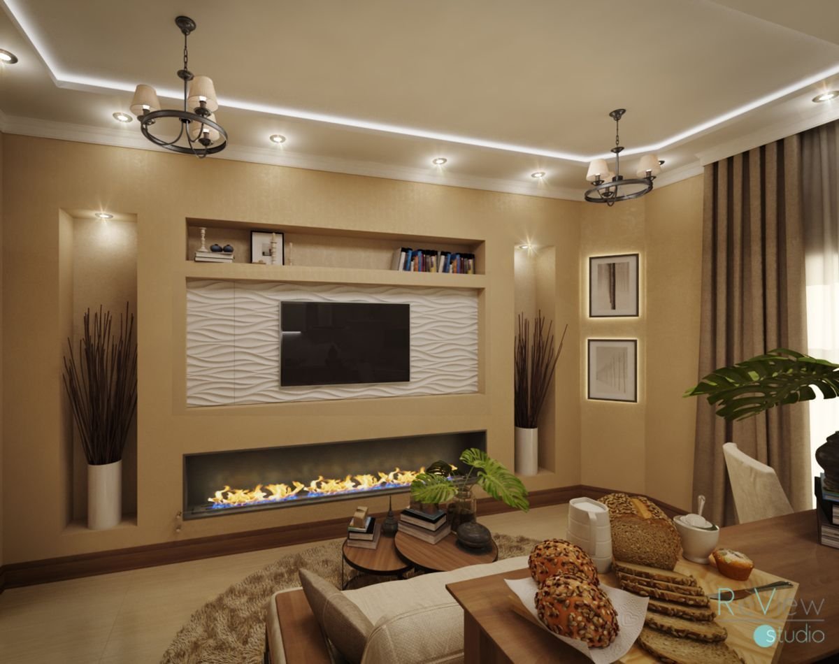 Интерьер зала в частном доме