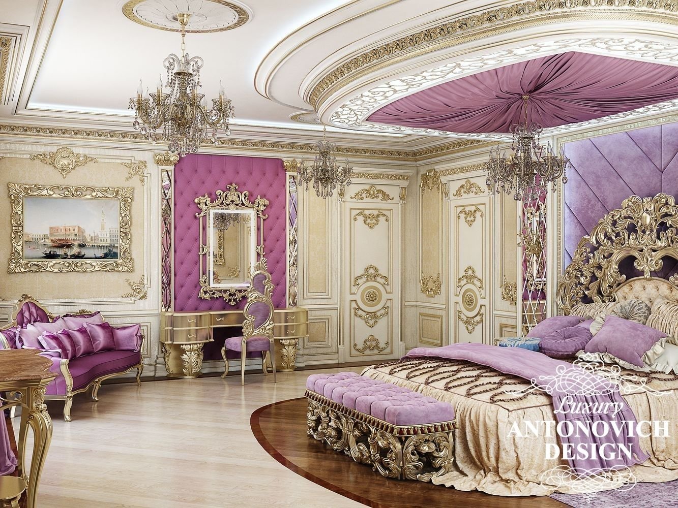 Красивая спальня в стиле Барокко