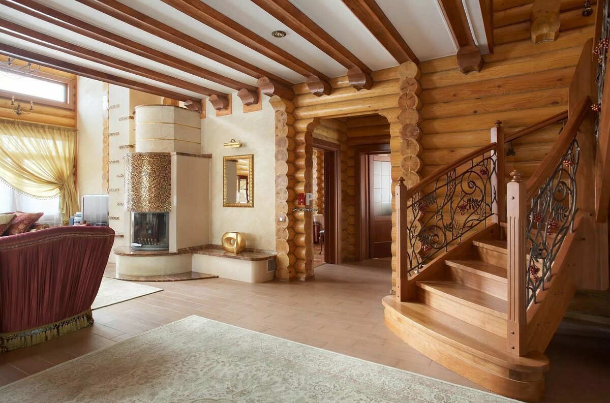 Дом из оцилиндрованного бревна интерьер