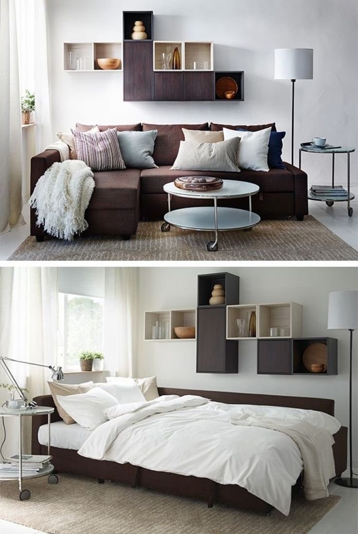 кровать в гостиной вместо дивана интерьер