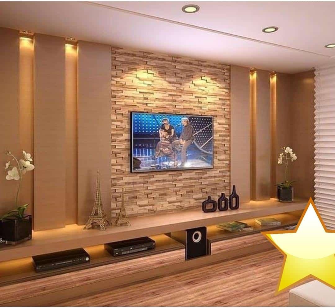Дизайн стены с телевизором