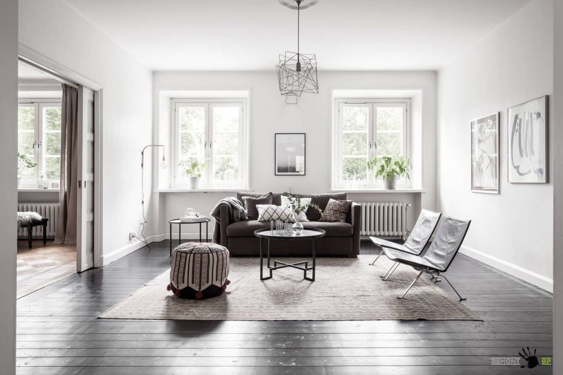 Серый ламинат в скандинавском стиле