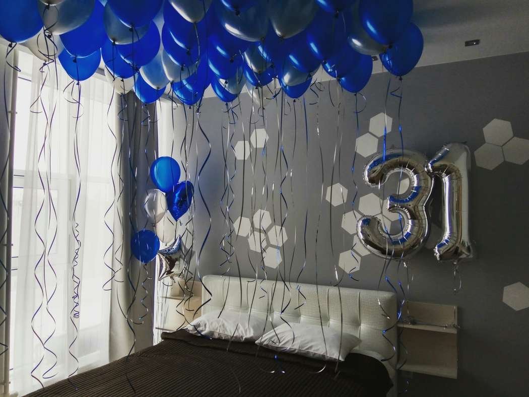Украшение комнаты шарами на день рождения для мужчины
