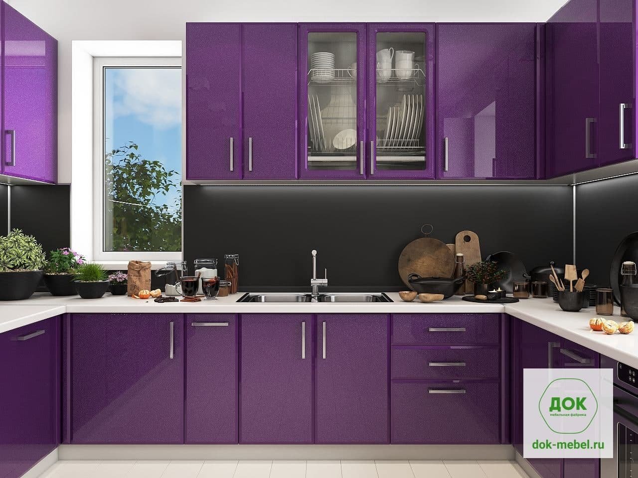 Кухня цвета баклажан (39 фото): стильный гарнитур баклажанного цвета в интерьере кухни