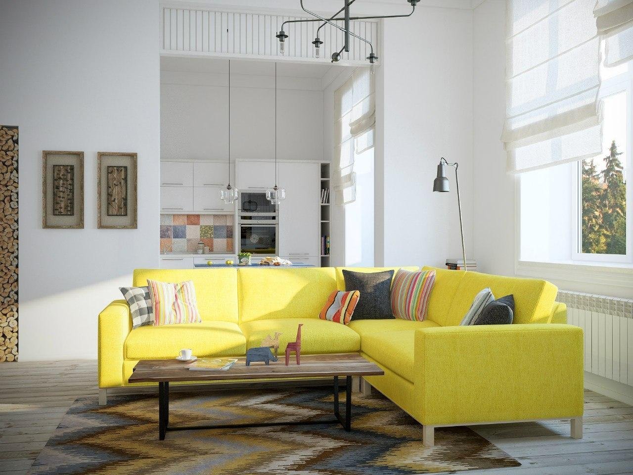 диван желтый для кухни