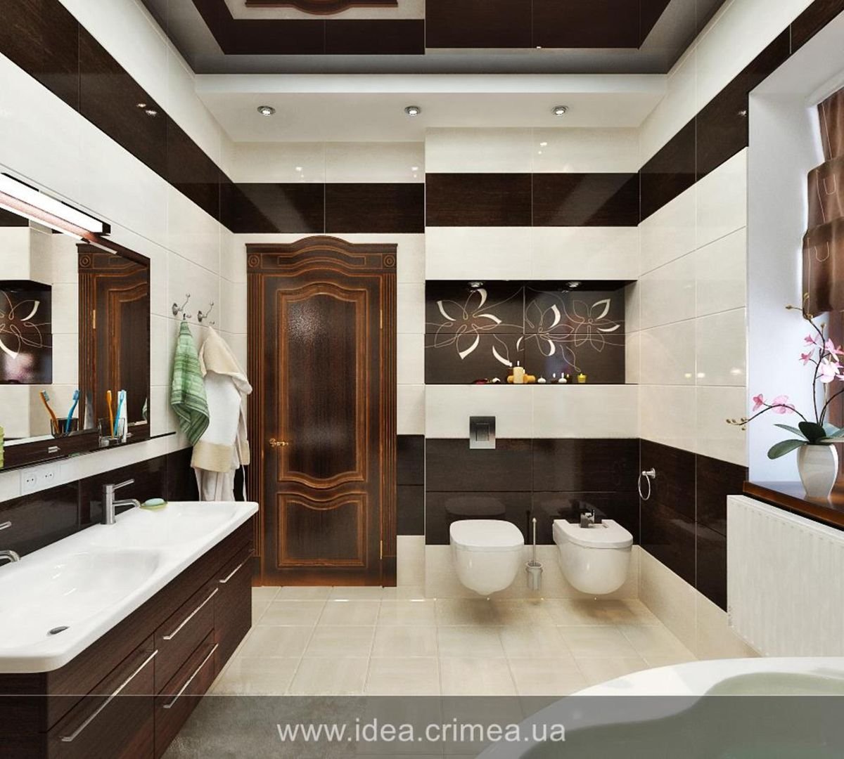 Дизайн ванной в коричневых тонах (71 фото)