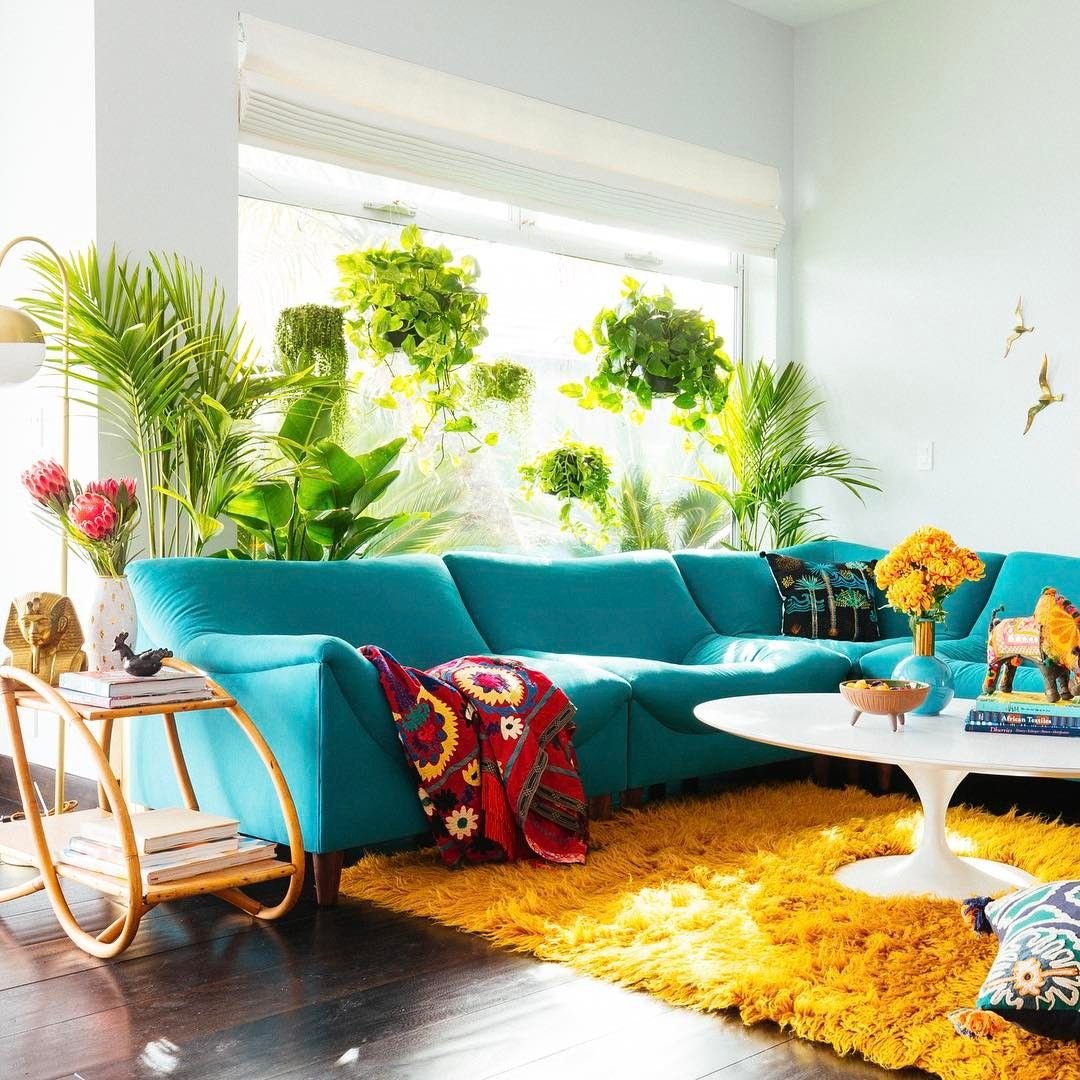 Оранжевый и бирюзовый в интерьере