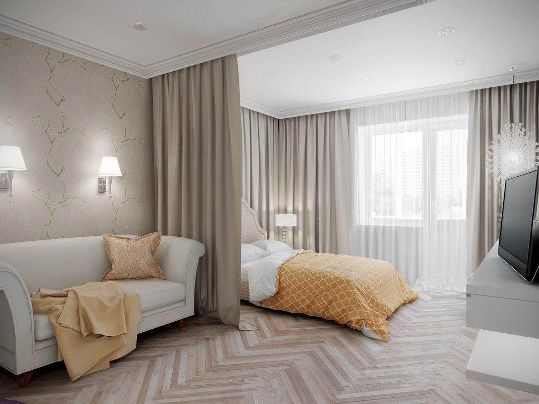 Светло бежевые обои в интерьере